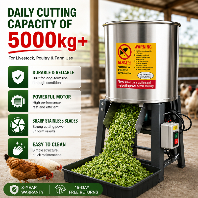 Mesin Cacah Pakan Ternak | Stainless Steel Bucket Vegetable Chopper Grass Shredder for Chicken Duck Poultry Farm
