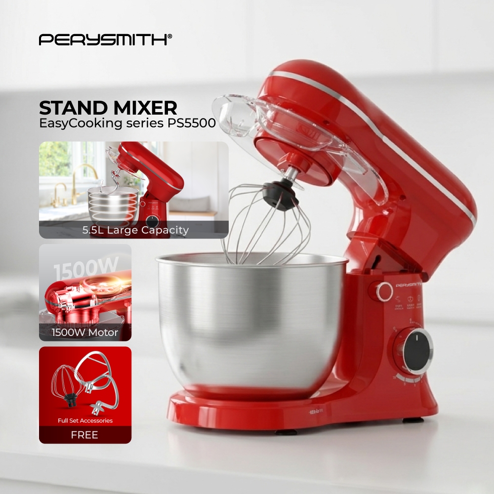 PerySmith PS5500 5.5L Stand Mixer EasyCooking Series (Mesin Adun | mixer cake | dough mixer | mesin uli tepung doh)