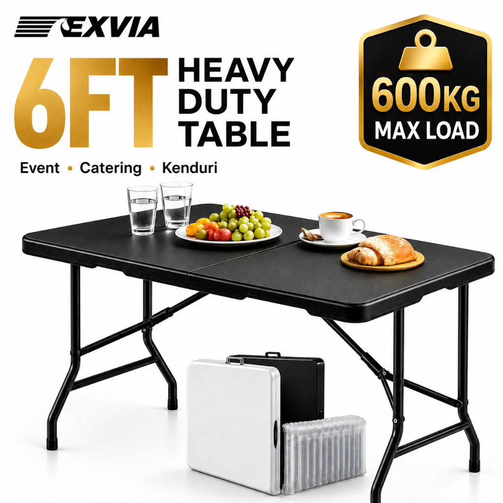 Meja Lipat Mudah Alih 6FT Foldable Table Heavy Duty Niaga Banquet Catering Portable meja belajar stall exhibition office