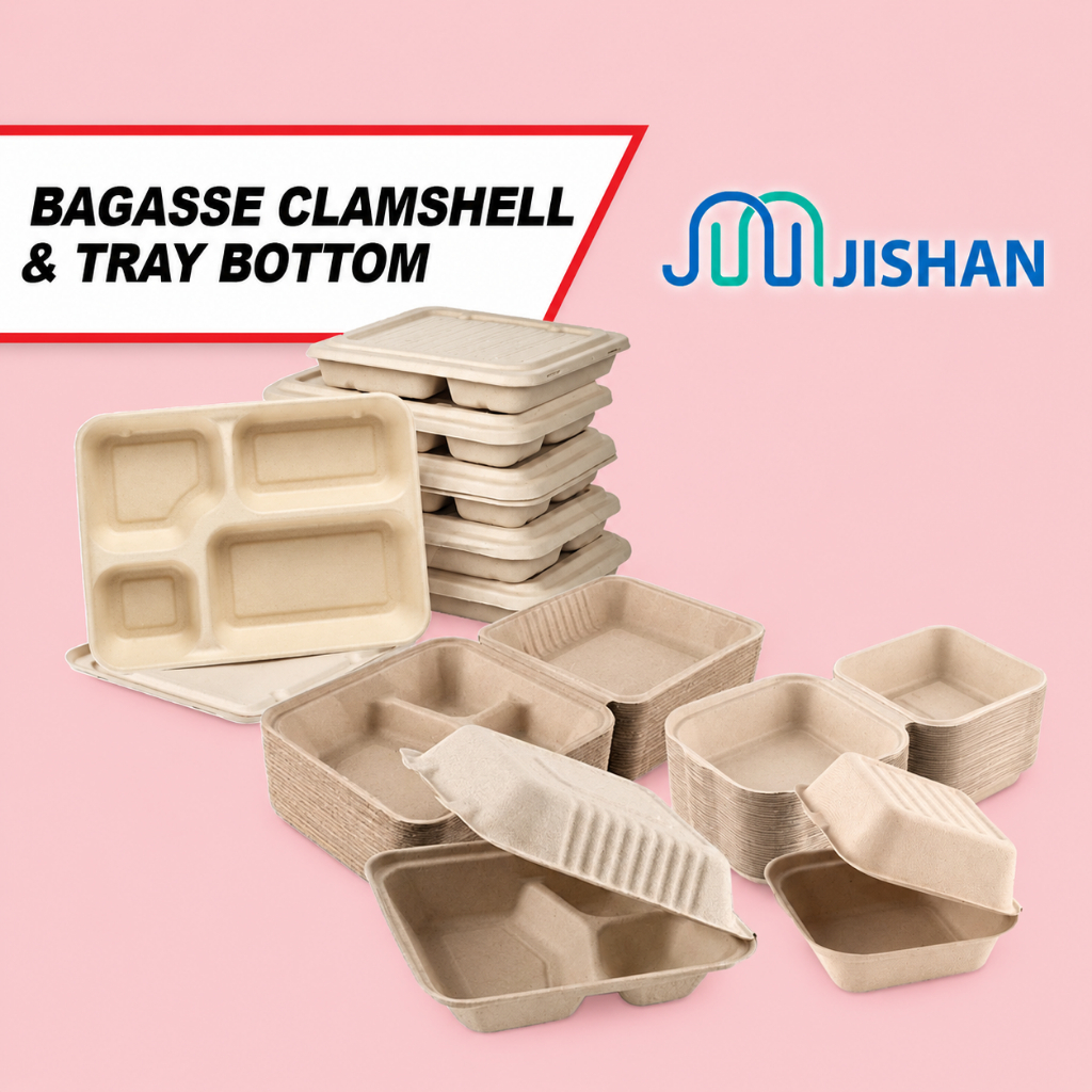 [50pcs] Sugarcane Bagasse Burger Lunch Box / Biodegradable Pulp Eco Sustainable Kenduri Party Kotak Makanan 可降解盘餐盒