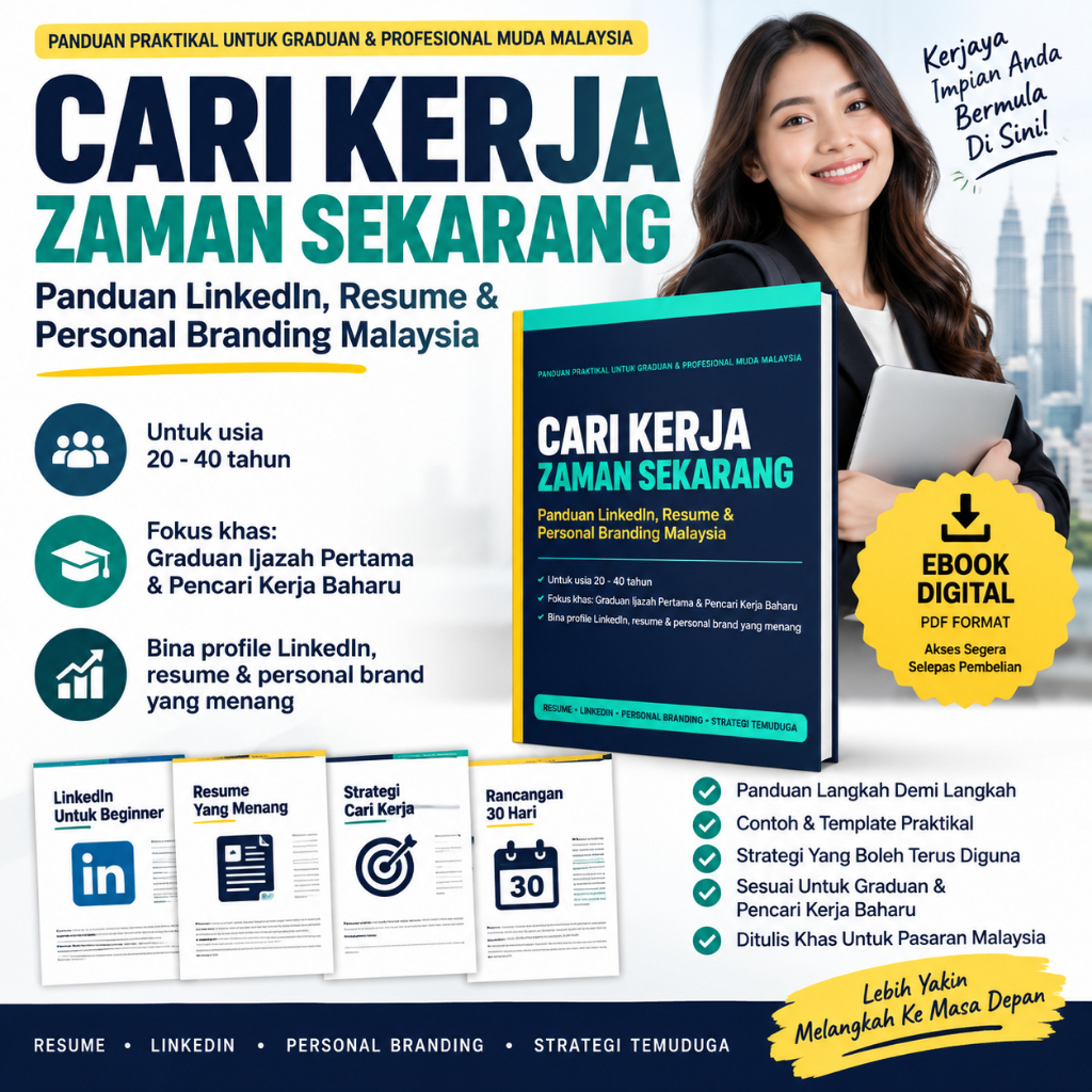 Resume ATS & Cari Kerja: Panduan LinkedIn, Personal Branding untuk Graduan Malaysia (2 Ebook)