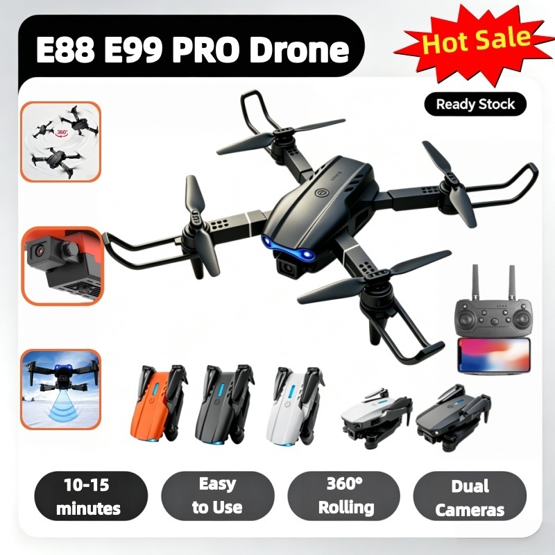 2026 E88/E99 Pro Drone 4K HD dual camera WiFi remote control dron portable mini aircraft 无人机