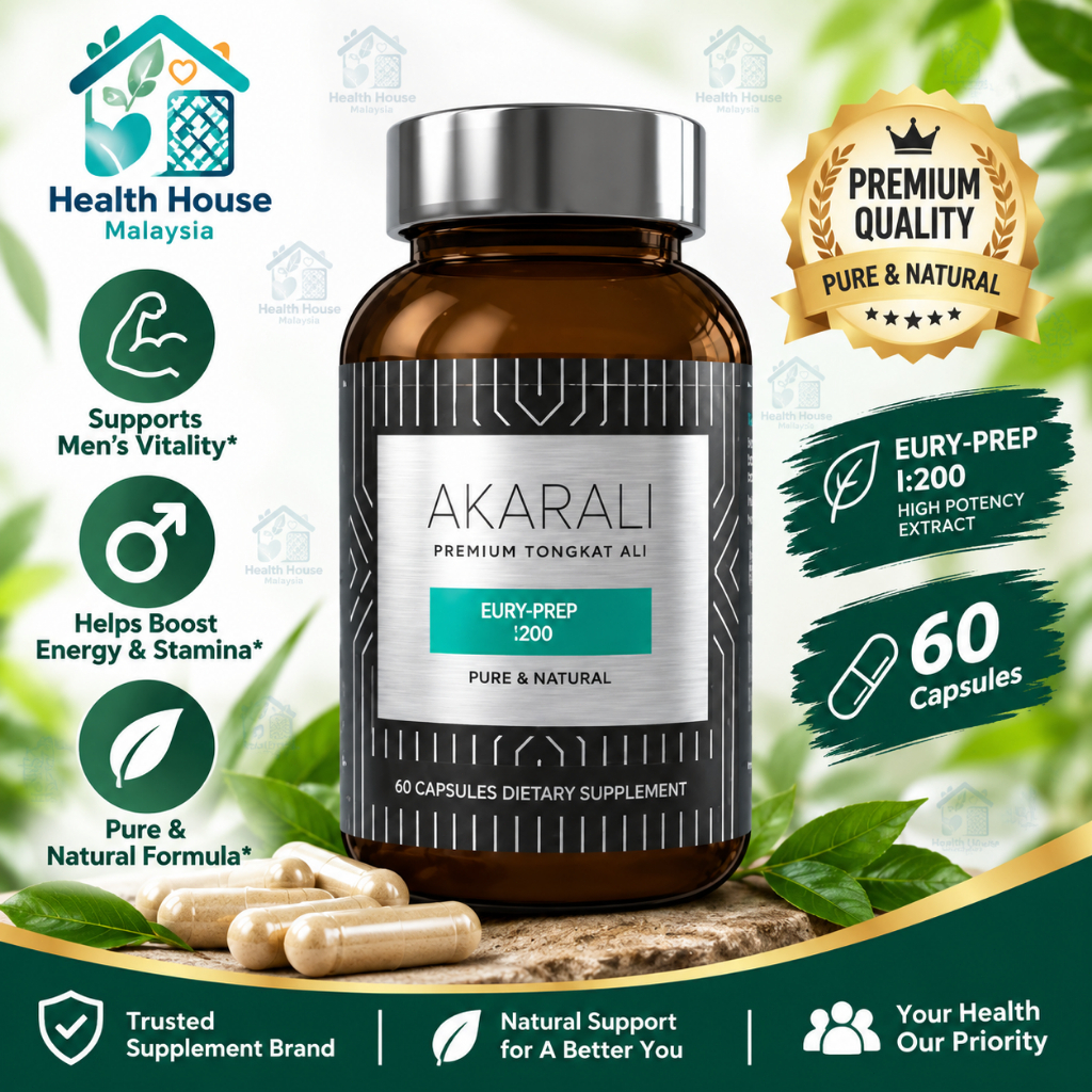 AKARALI Premium Tongkat Ali Eury-Prep 200 | Pure & Natural Tongkat Ali Supplement | 60 Capsules