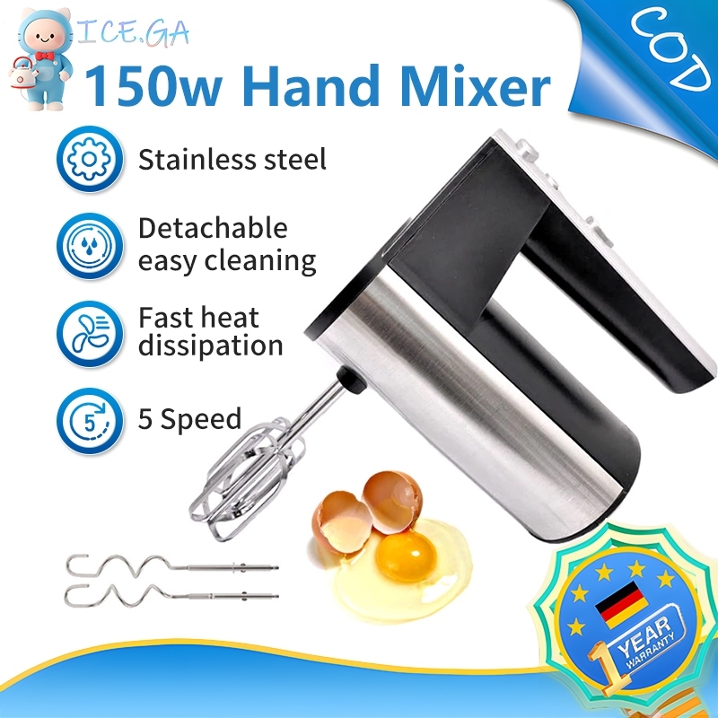 【1 Year Warranty】 5‑Speed Electric Hand Mixer Egg Beater  Dough Hooks Blender Grinder Food Processor Mesin Pengadun 打蛋器