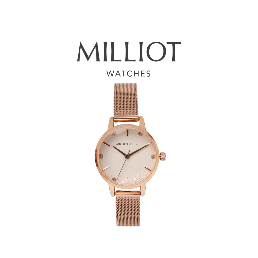 Milliot Harper Rose Gold Mesh Strap Watch