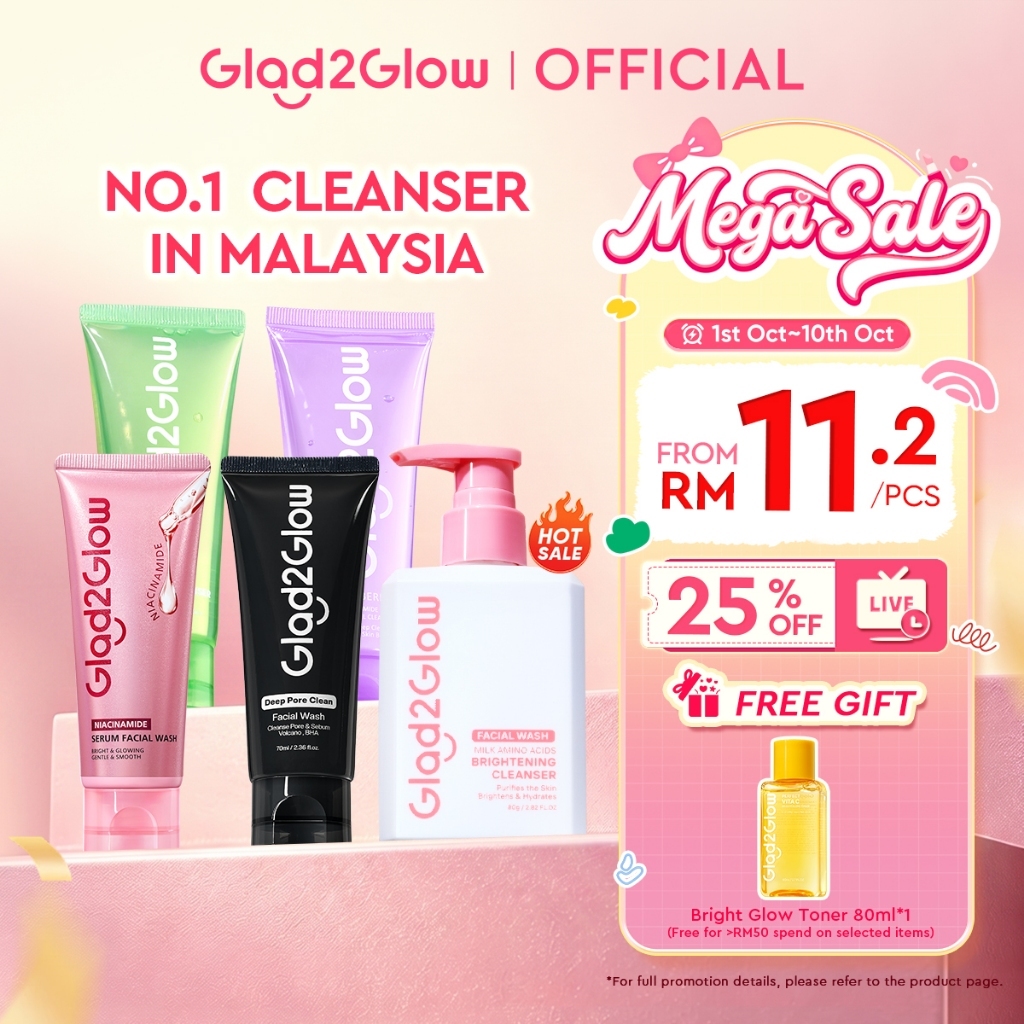 [LIVE EXTRA]Glad2Glow Cleanser All Series-Gentle Face wash/Brightening Pencuci muka/Repair Skin/Anti Acne/glycolic acid
