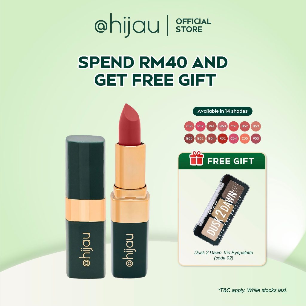 [SPEND RM40 FREE EYESHADOW] @hijau Blooming Matte Lipstick Long Lasting - 10 Shades (3.5g)