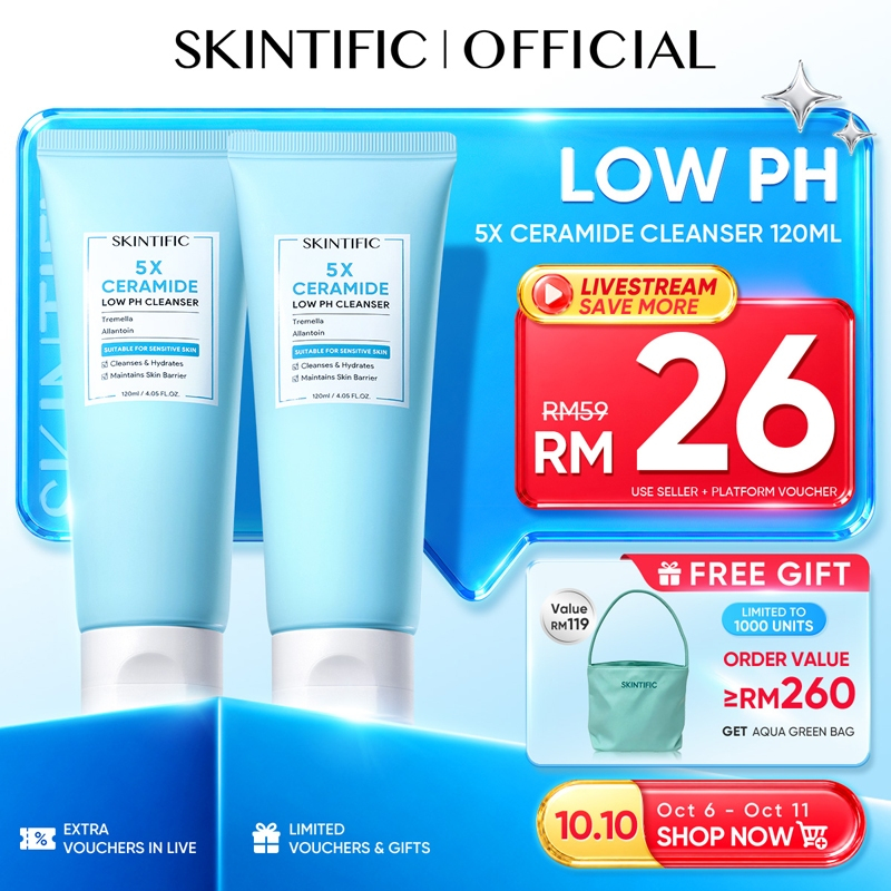 SKINTIFIC 5X Ceramide Low pH Cleanser Face Wash Pencuci Muka Oil Control Sensitive Skin oil cleanser Repair Barrier 洗臉霜