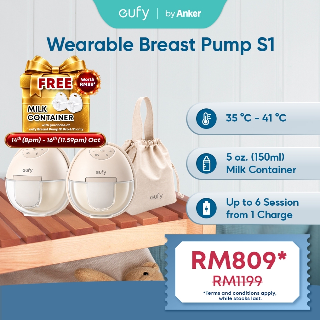 eufy S1 Wearable Breast Pump | HeatFlow™ Technology | Hospital-Grade Suction | Ultra-Quiet | Smart App Control