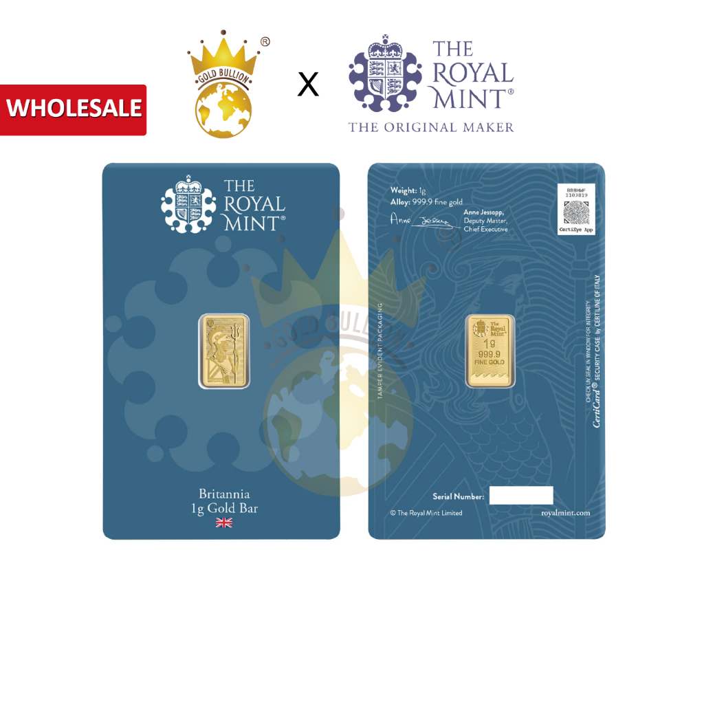 The Royal Mint Britannia 1g Gold Bar 999.9 Fine Gold