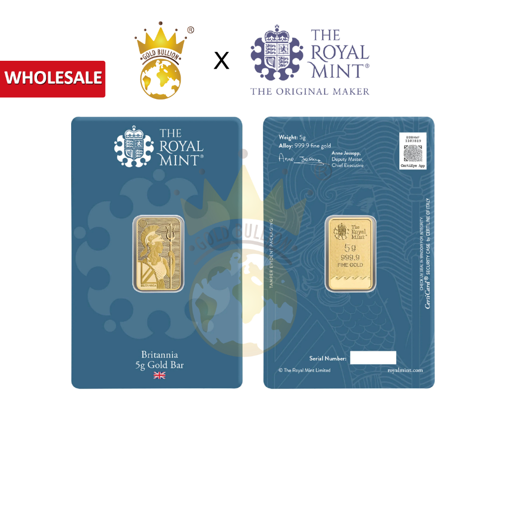 The Royal Mint Britannia 5g Gold Bar 999.9 Fine Gold