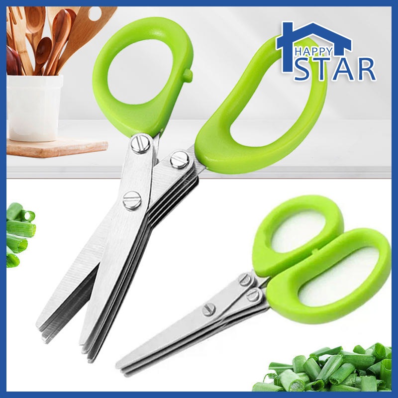 5 Layer Kitchen Scissor Stainless Steel Herb Scissor Scissors Cutting Onion Shears Cutter Gunting Dapur Slicer