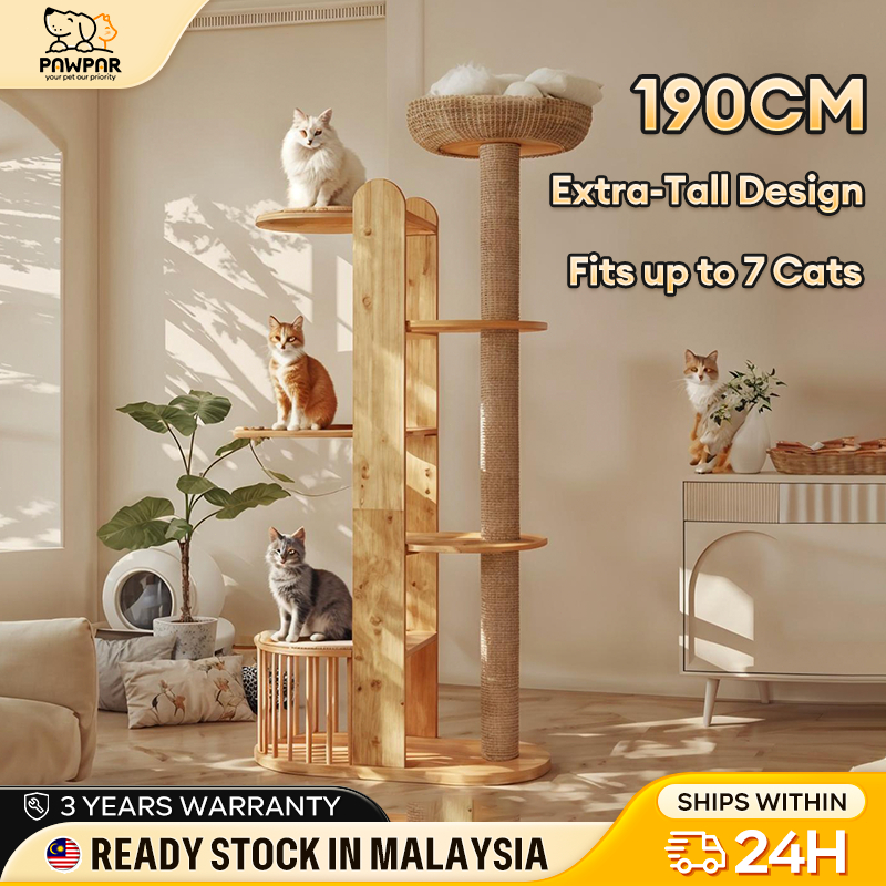 Wooden Cat Tree Premium Sisal Cat Tree Scratcher Large Cat Tree House Cat Tower Memanjat Kucing 猫爬架