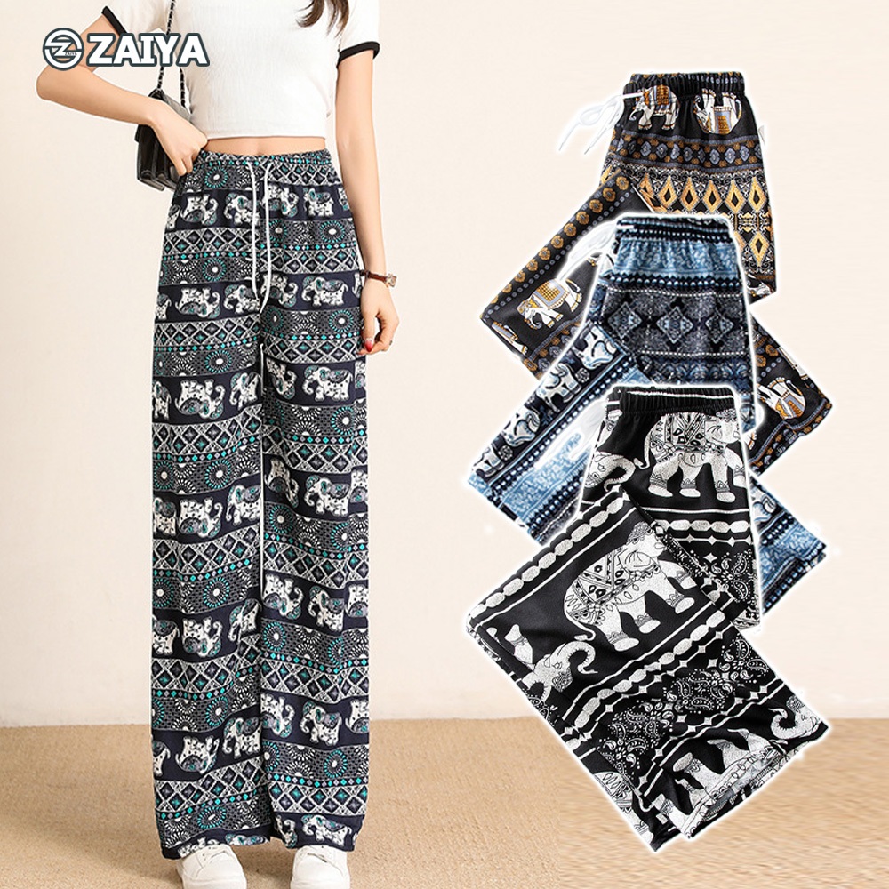 ZELLA Seluar Panjang Batik Gajah Thailand Longgar, Kain Sejuk