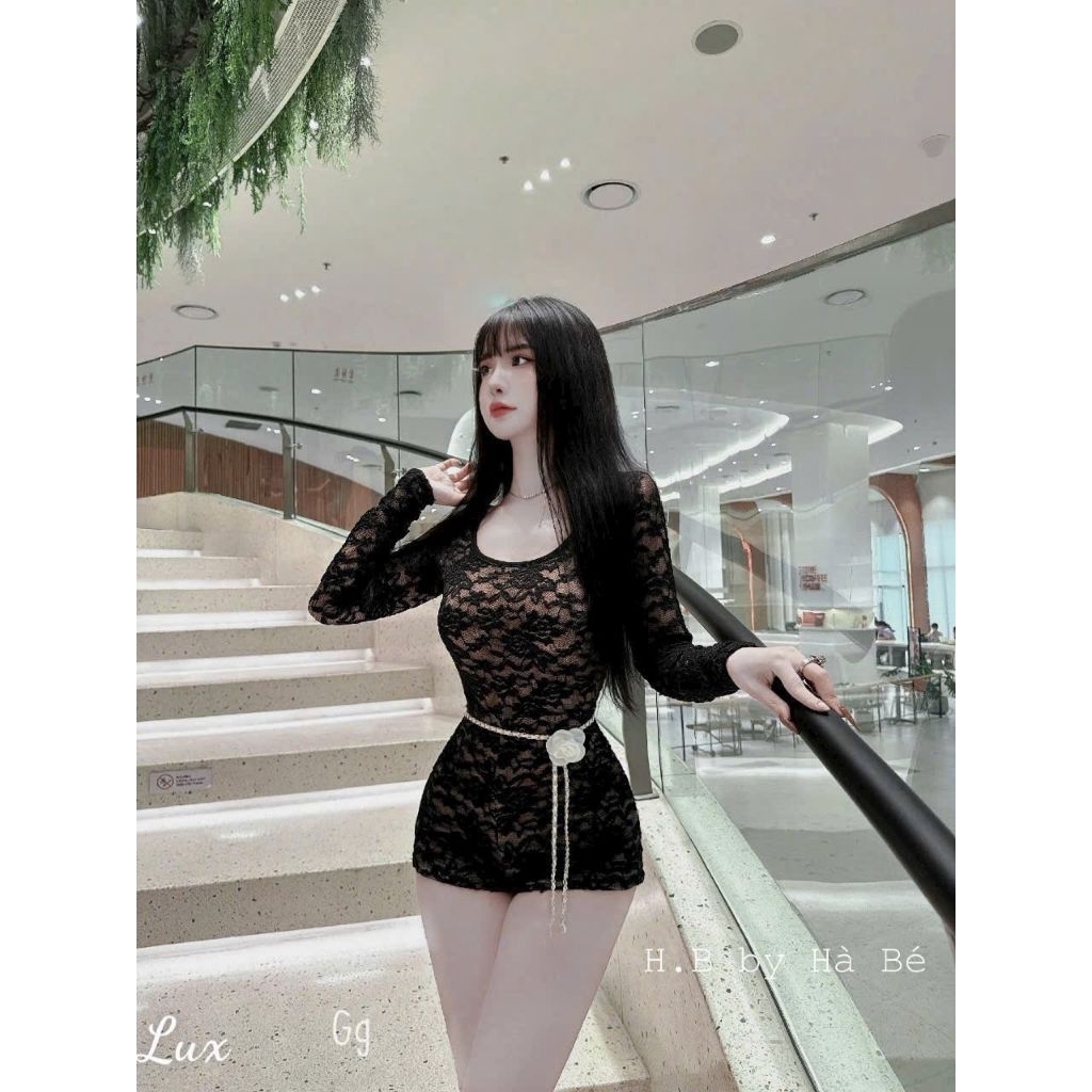 Jumpsuit lace pendek Freesize fit 50kg