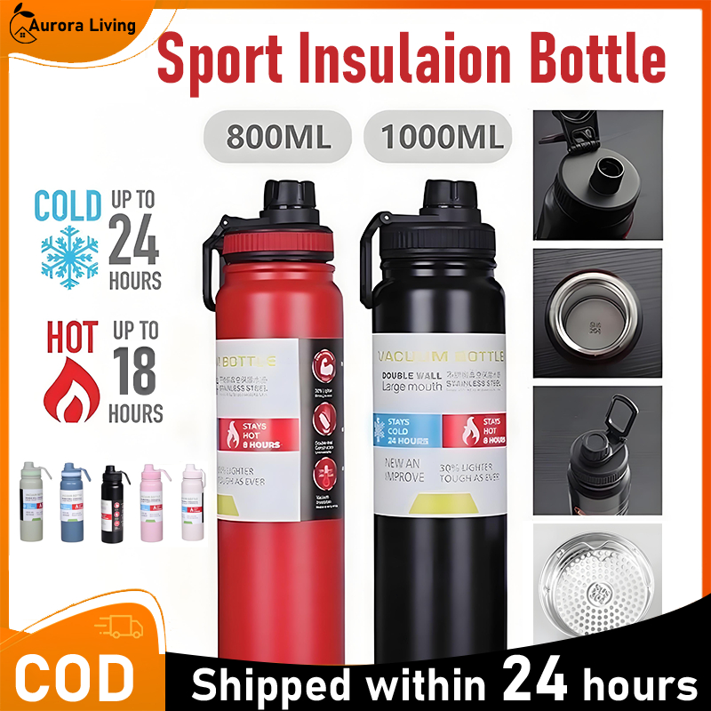 800ML/1000ML 304 stainless steel insulated cup tea cup outdoor portable sports insulated water cup 保温瓶