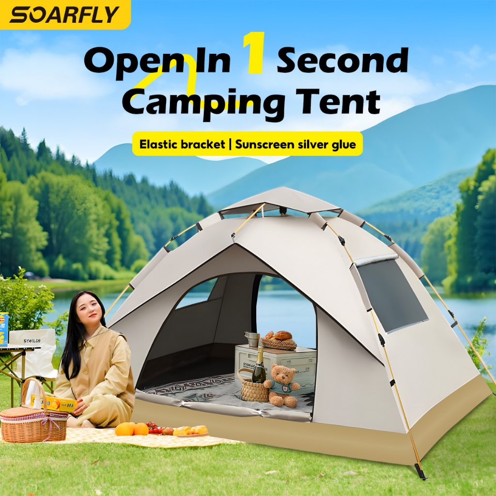 SOARFLY Automatic Camping Tent Auto Khemah Foldable Waterproof Outdoor Hiking Portable Tent Easy Setup