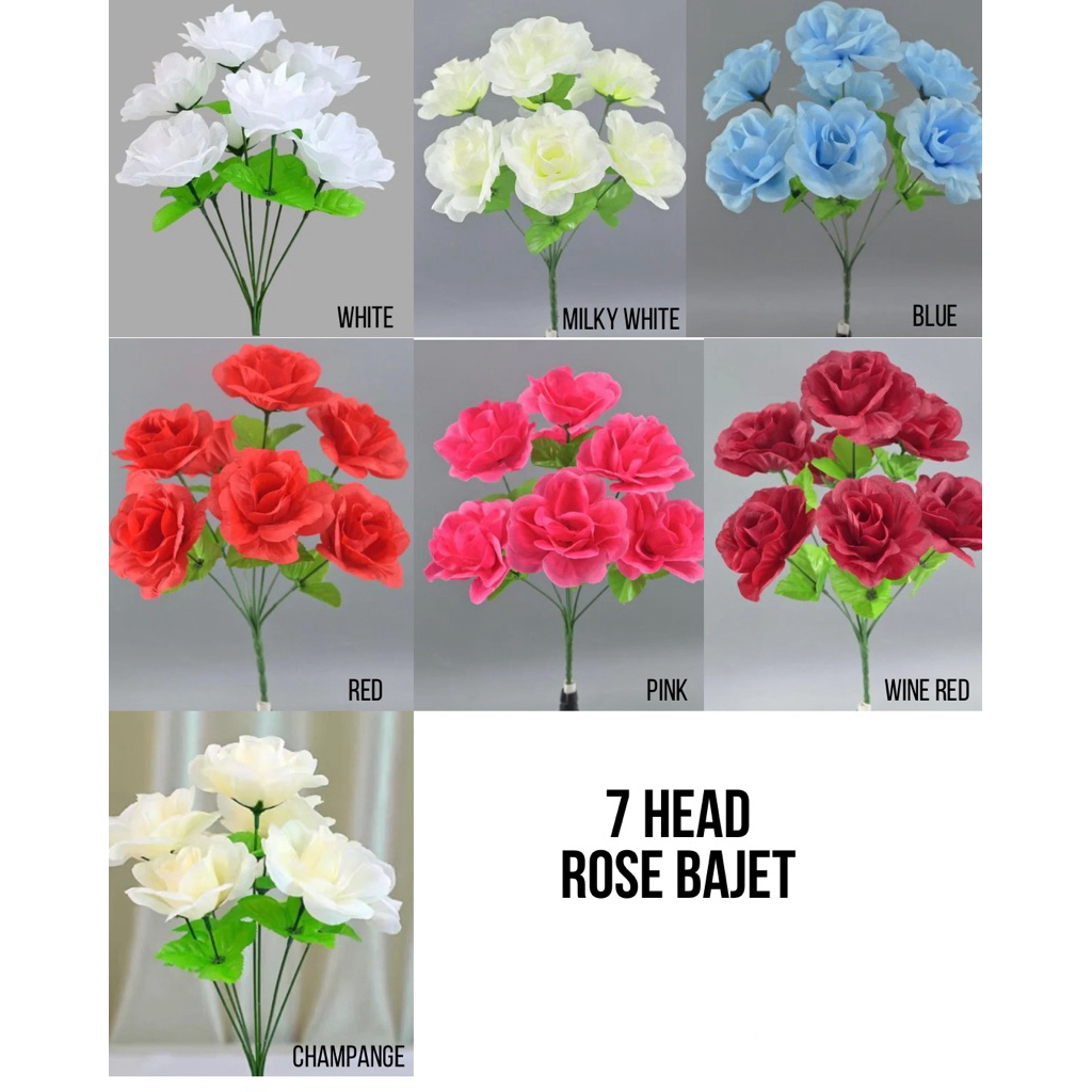 7 HEAD Rose Budjet | Artificial Rose Bajet | Bunga Pelamin For Wedding and Event Decoration