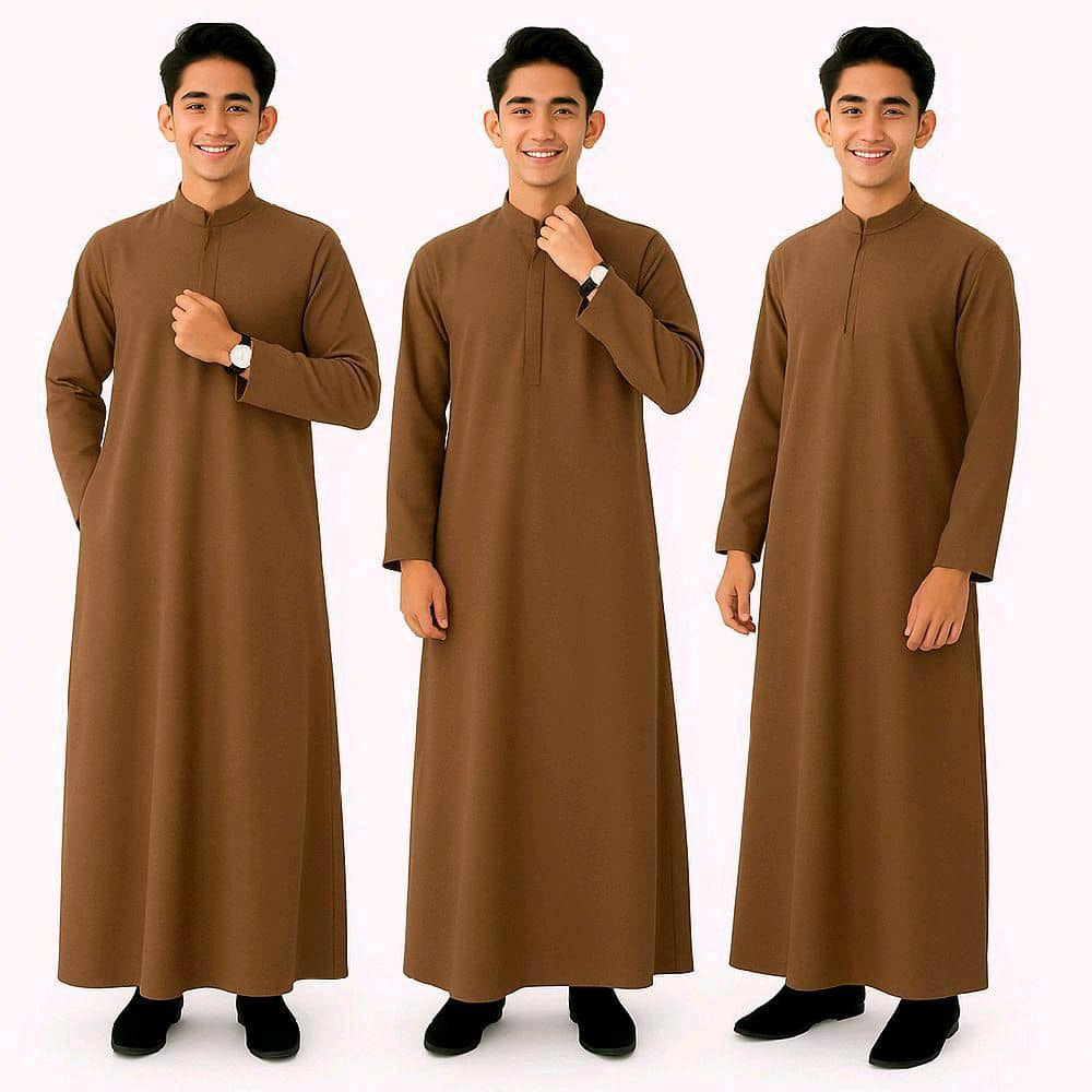 MEN JUBAH FRONT ZIP EXCLUSIVE STAND COLLAR ARAB DESIGN ISLAMIC ELEGANT DRESS S TO 2XL