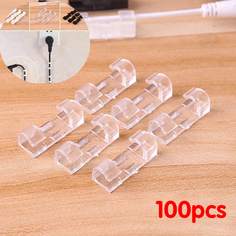 100Pcs Cable Organizer Clips Cable Management Desktop & Workstation Wire Manager Cord Holder TOLUS