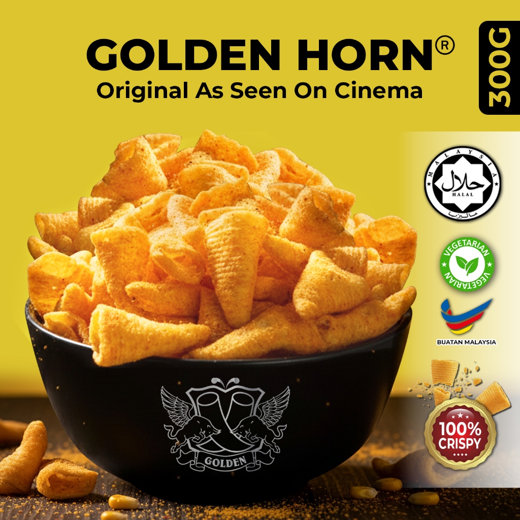 [ Halal ] Original GOLDEN HORN STAR Corn Snacks - Spicy / Cheese (300g) - TGV Cinema Choice Snek Kerepek Jagung