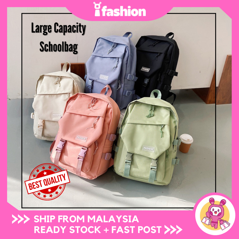 iFASHION 2321 Unisex Canvas Schoolbag Student Backpack Beg Galas Belakang Sekolah Kapasiti Besar