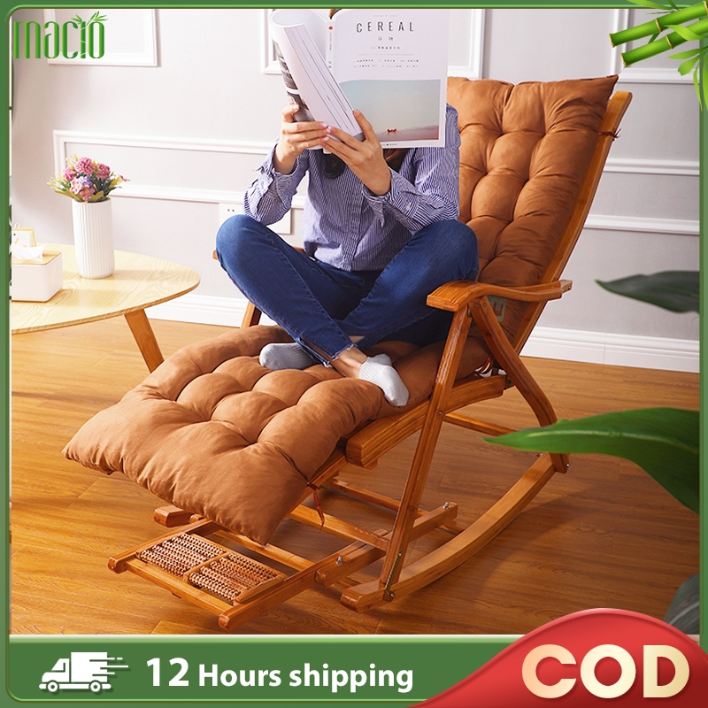【Lifetime Warranty】 Bamboo Foldable Rocking Chair Lazy Chair Kerusi Malas Lipat Folding Bed 摇摇椅