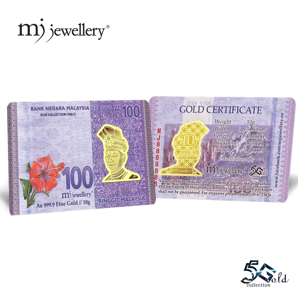 MJ Jewellery 5G Gold Collection 999.9/24K Malaysian Ringgit Series Gold Bar F52&hellip;