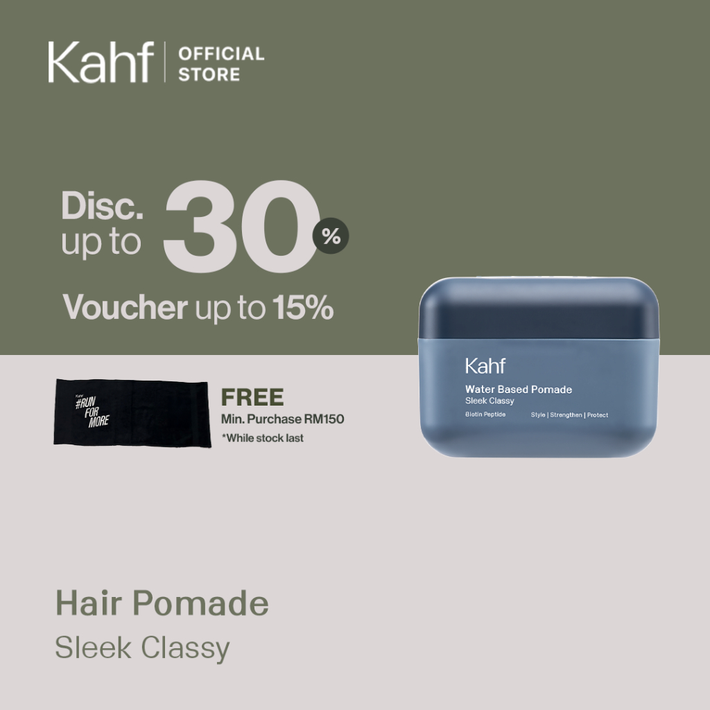 Kahf Sleek Classy Water Based Pomade -12h Strong Hair Styling Product - Easy Wash Easy Application - Minyak Rambut