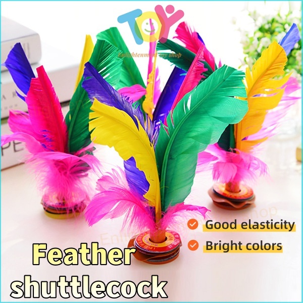 【Stock】19CM High Quality Chapteh Sepak Bulu Ayam Mainan Traditional Games Kids Rainbow Family Games Sports Competition