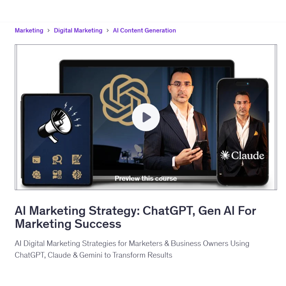 [Marketing Video Course] AI Marketing Strategy: ChatGPT, Gen AI For Marketing Success | Learn Digital Marketing