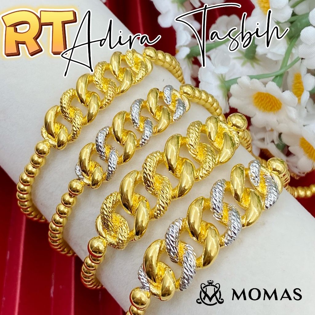 MOMAS RT TASBIH ADIRA 5D Emas 916 5D MOMAS Rantai Tangan 916 Emas Murah Trendy 916 gelang tangan tasbih