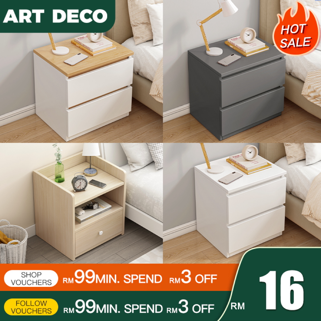 Side Table with Drawer Bedside Table Meja Kecil Tepi Katil Side Table Bedroom Nightstand Meja tepi katil Side Bed Table