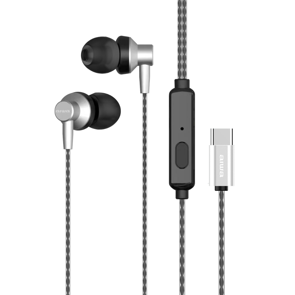 AIWA ESTM-138 TYPE-C WIRED EARPHONES SILVER/BLACK/BLUE/1YEAR WARRANTY