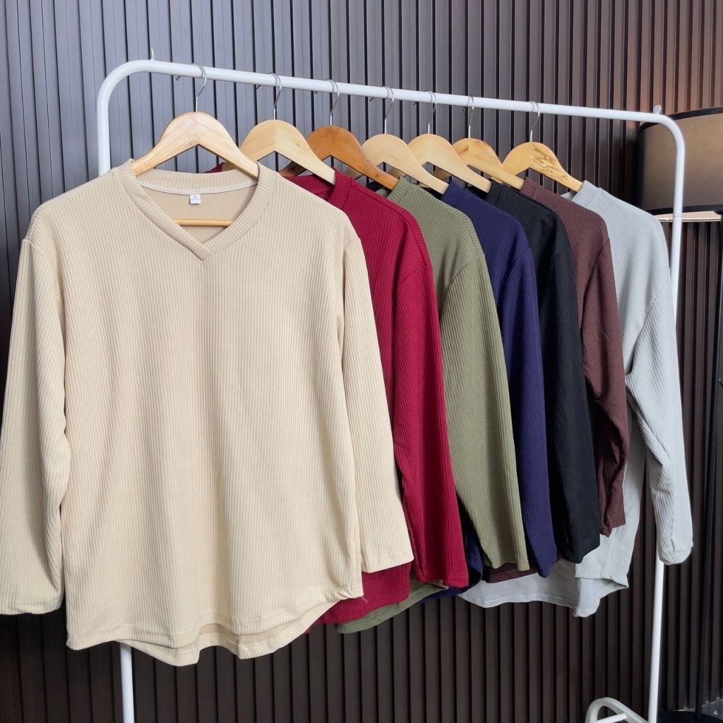 Ready Stock In Malaysia Pleated V Neck Long Sleeve Shirt Blouse Potongan Curve Anti Kedut Kain Ironless