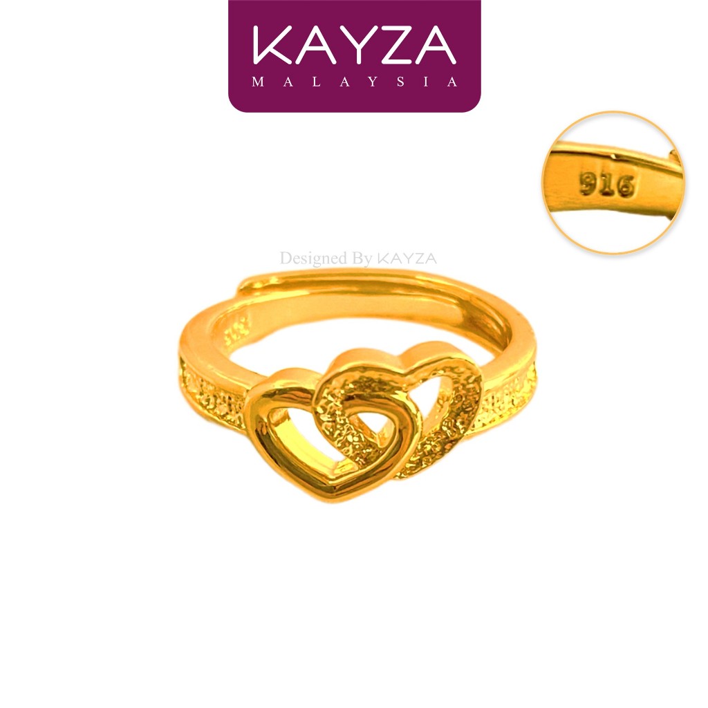 408R (3g) KAYZA Heart & Soul Ring Handcrafted Designs in Vietnamese Emas