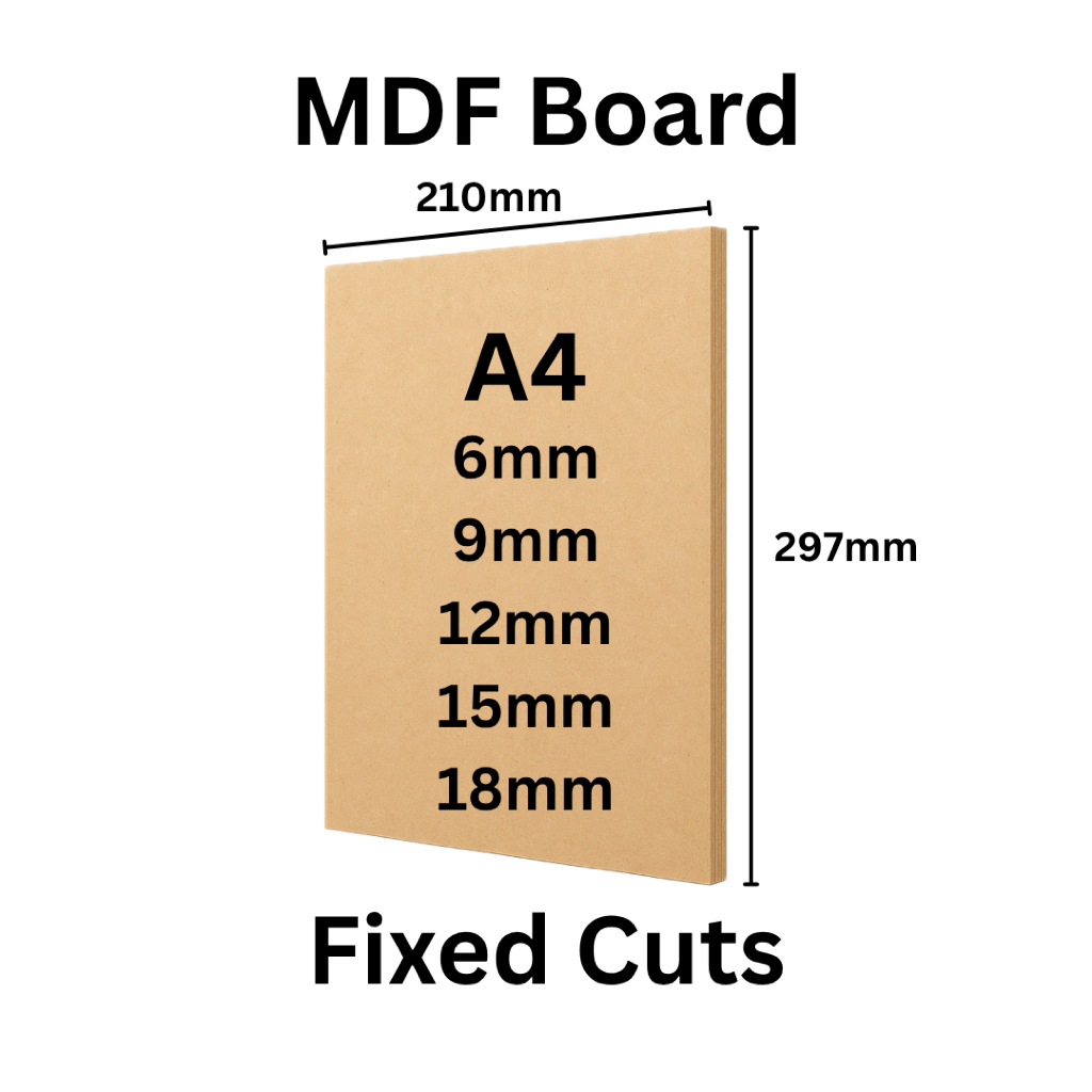 MDF Board Cut Size A4 | 6mm 9mm 12mm 15mm 18mm | (210 x 297)