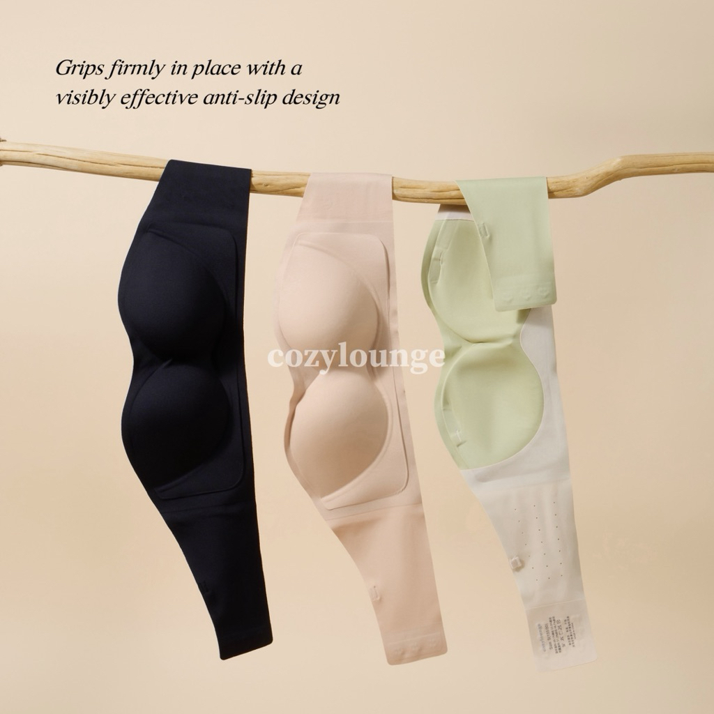 [cozylounge] W Strapless Bra 1.0 | Black Technology Anti Slip | Jelly Sticks Support | Half Cup Design AB Cup 果冻黑科技无肩带内衣