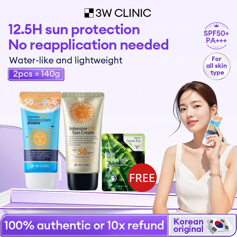 3W Clinic  Sunscreen Intensive Anti UV Sunblock SPF50 PA+++ Daily Makeup  Refreshing and not sticky Moisturizer Sunblock