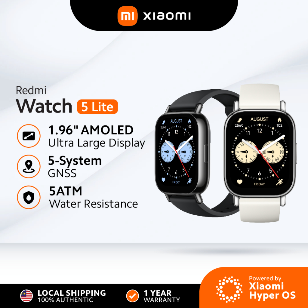 Redmi Watch 5 Lite | Ultra Large AMOLED Display | In-Build GPS | 18 Days Battery | 5ATM Water Resistance | HyperOS