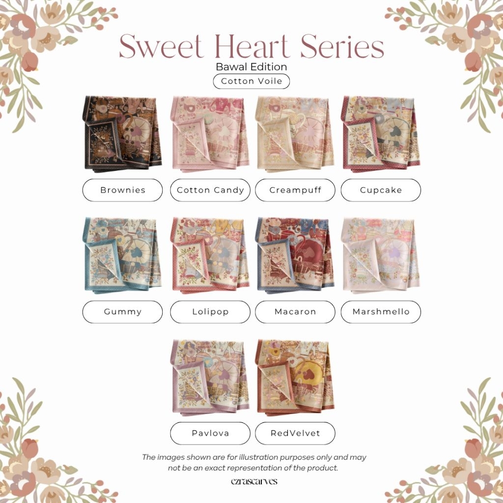 [NEW] EZRA SCARVES SWEET HEART, BATIK & ALL SERIES BAWAL SQUARE HIJAB