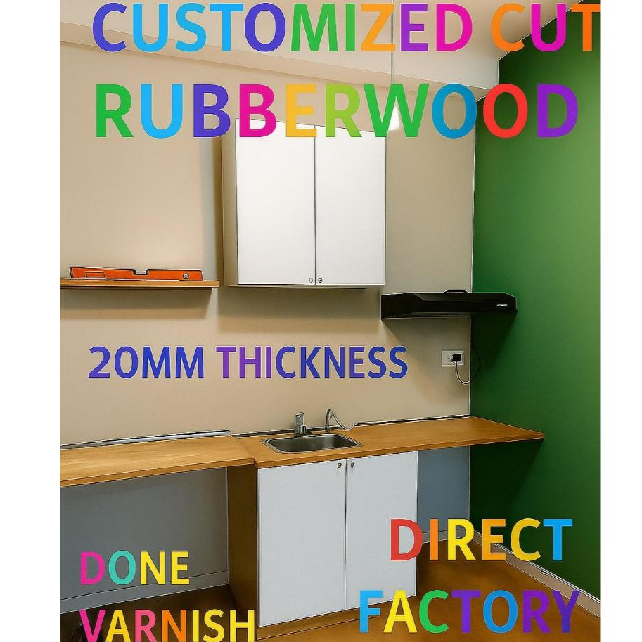 Table Top Rubberwood Solid Wood rubberwood Kayu Getah Vanished 20mm Solid Wood DIY KAYU MEJA