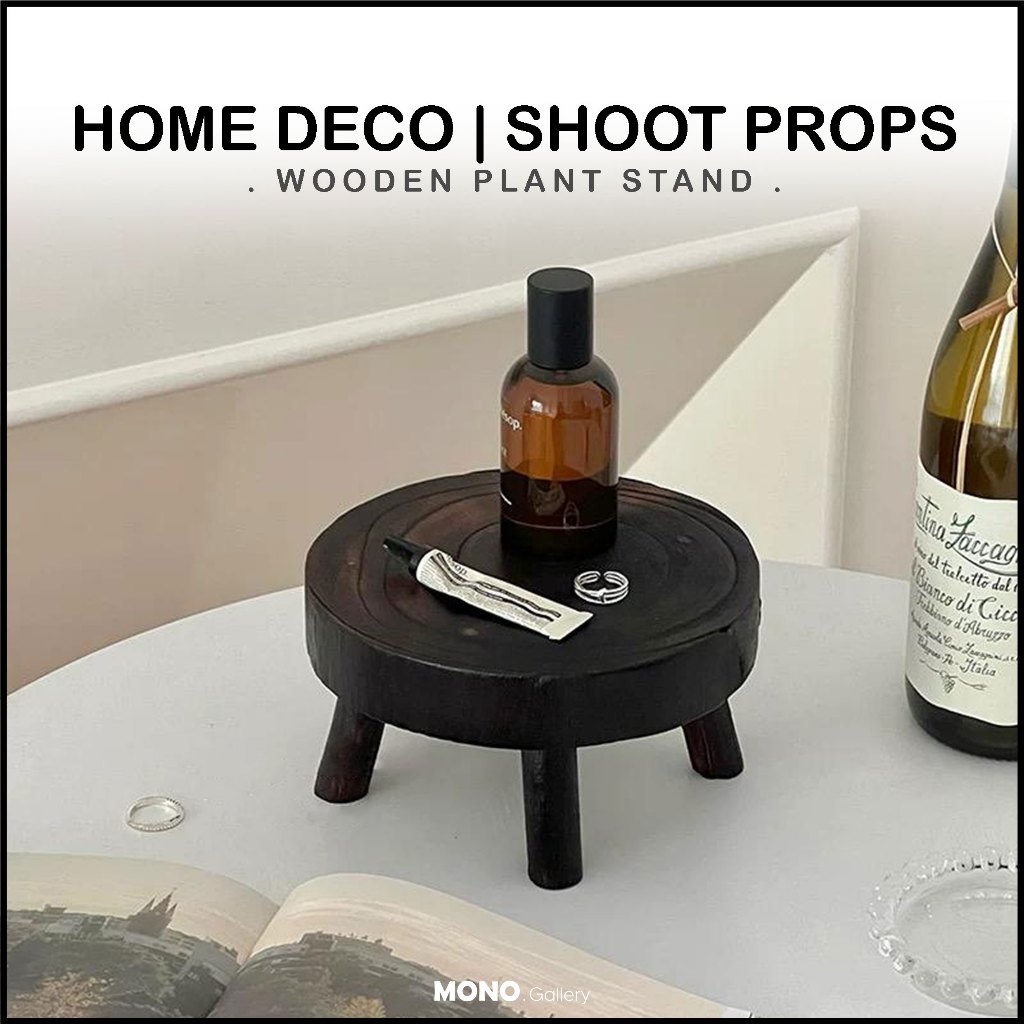 Shooting Props Wood Plant Stand Home Deco– Thickened Chair Vintage Mini Stool for Pots, Succulents & Garden Display