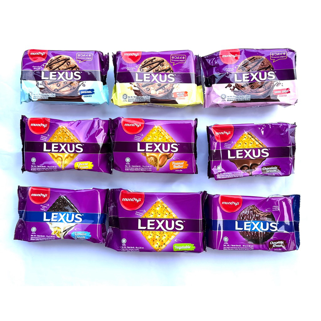 (Unit) Munchy's Lexus Choco Coated Cream (80g) / Chocolate (76g) / Vanilla Sandwich (76g) Biscuits