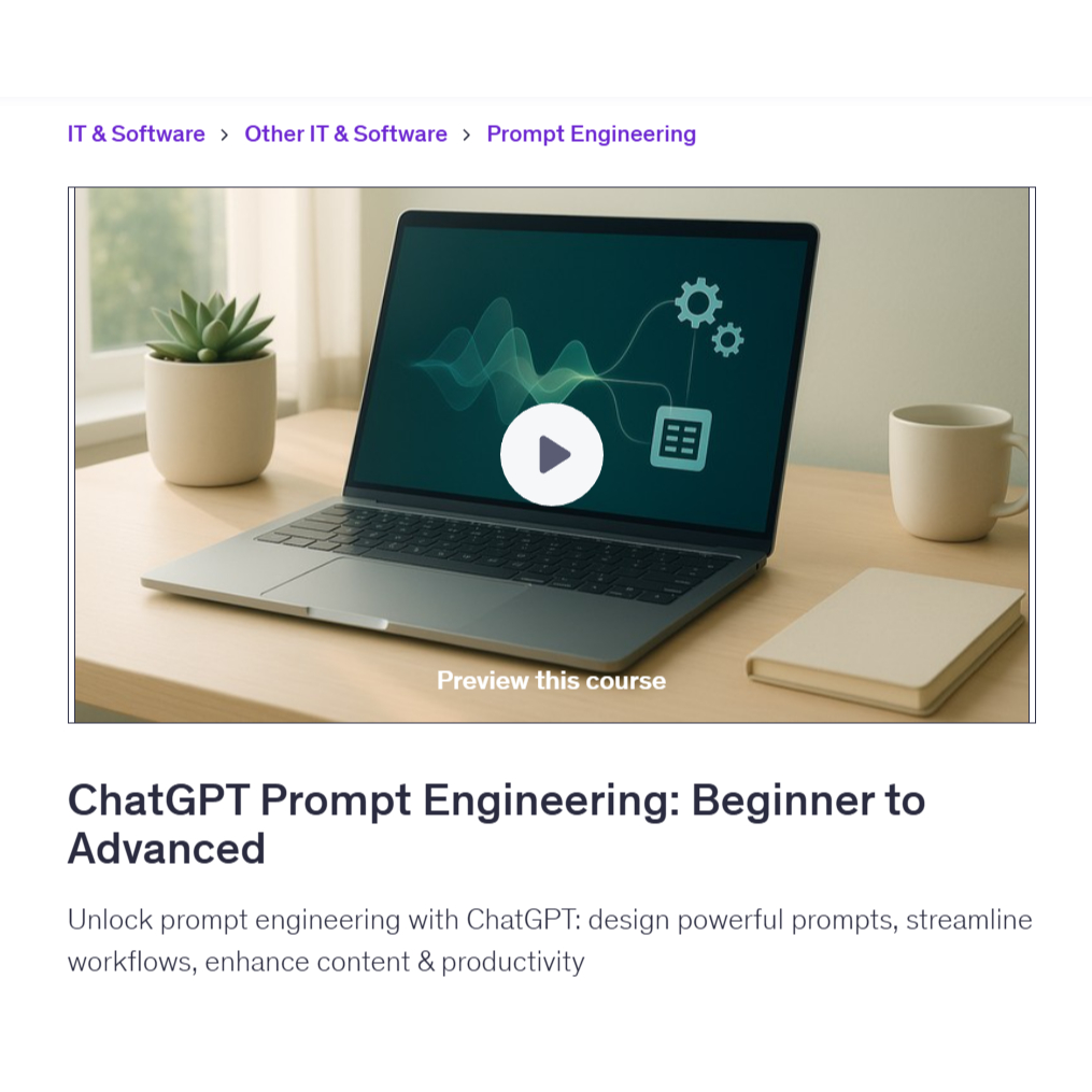 Ai Prompt Video Course-ChatGPT Prompt Engineering & Workflow Automation Bootcamp | Learn AI Prompt Video Lessons