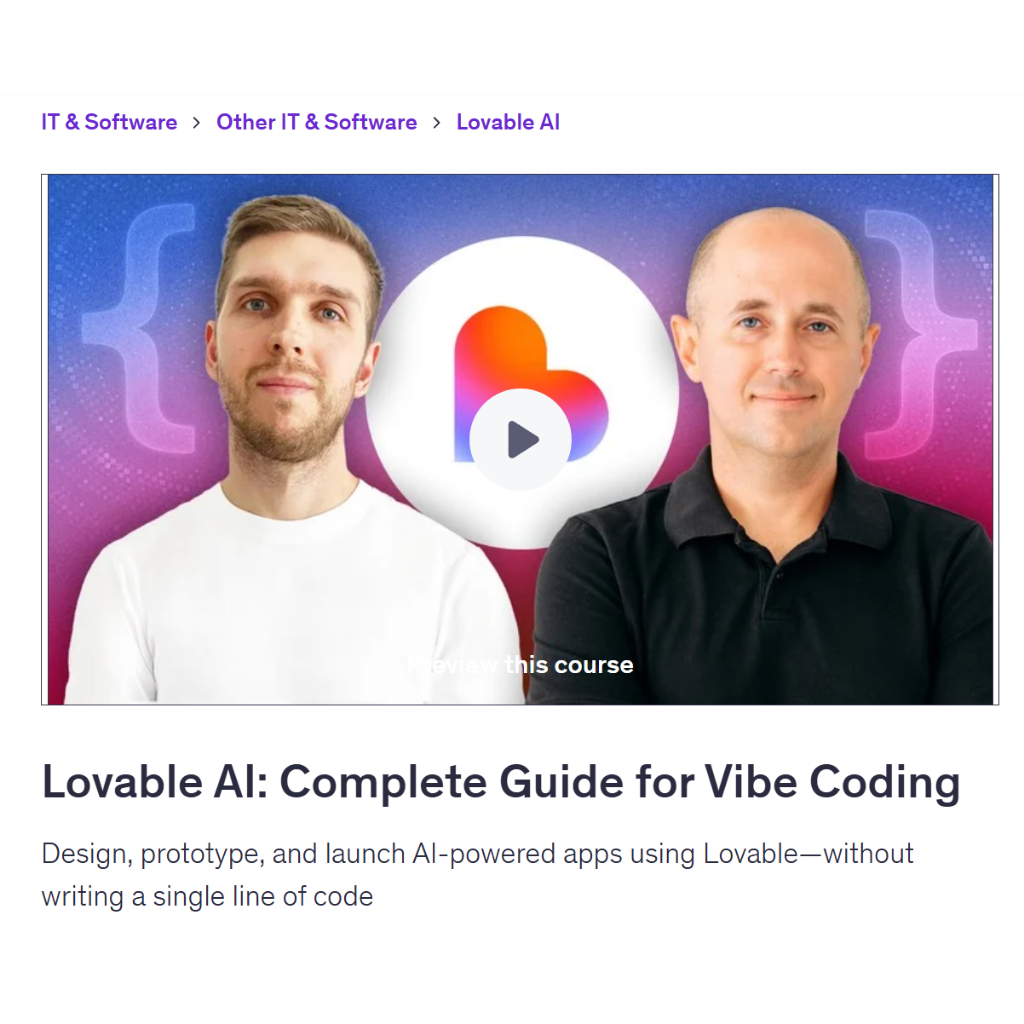 Vibe Coding Video Course- Lovable AI: Complete Guide for Vibe Coding | Coding With Ai Coding Video Lessons