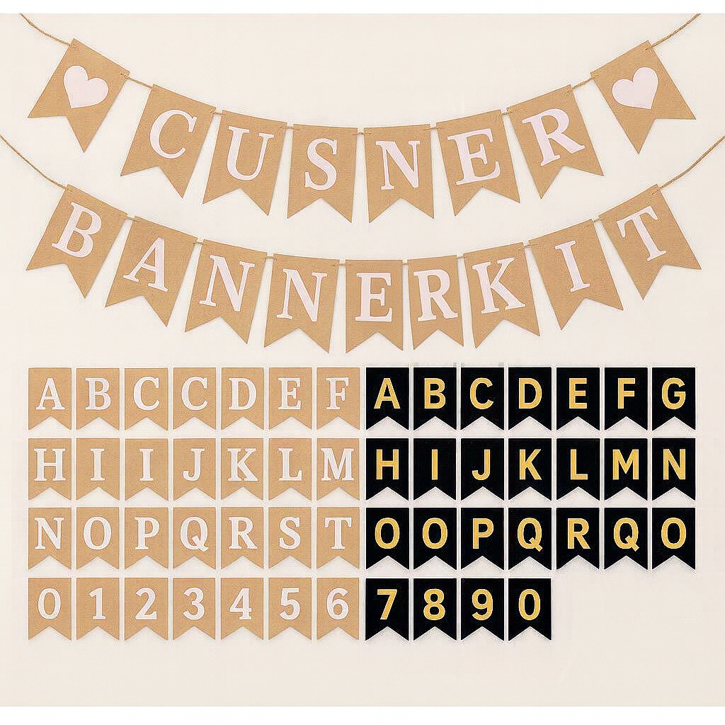 Customize Banner Brown Alphabet Letter DIY Banner Name Phrase Nama Banner Flag Party Bunting