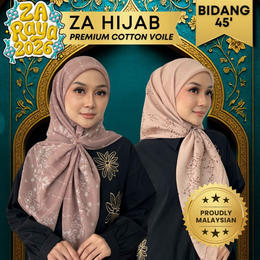 ZOE ARISAH Exclusive Ombre Printed Bawal Tudung Two Tone Collection Gradient Cotton Voile Hijab Bidang 45 New ZOE ARISSA