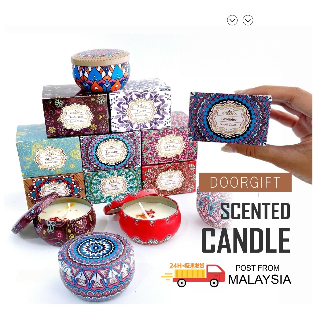 Scented Candles Door Gift Set Aromatherapy Candle Fragrance Soy Wax Essential Oil Candle Wangi Lilin Doorgift Candle