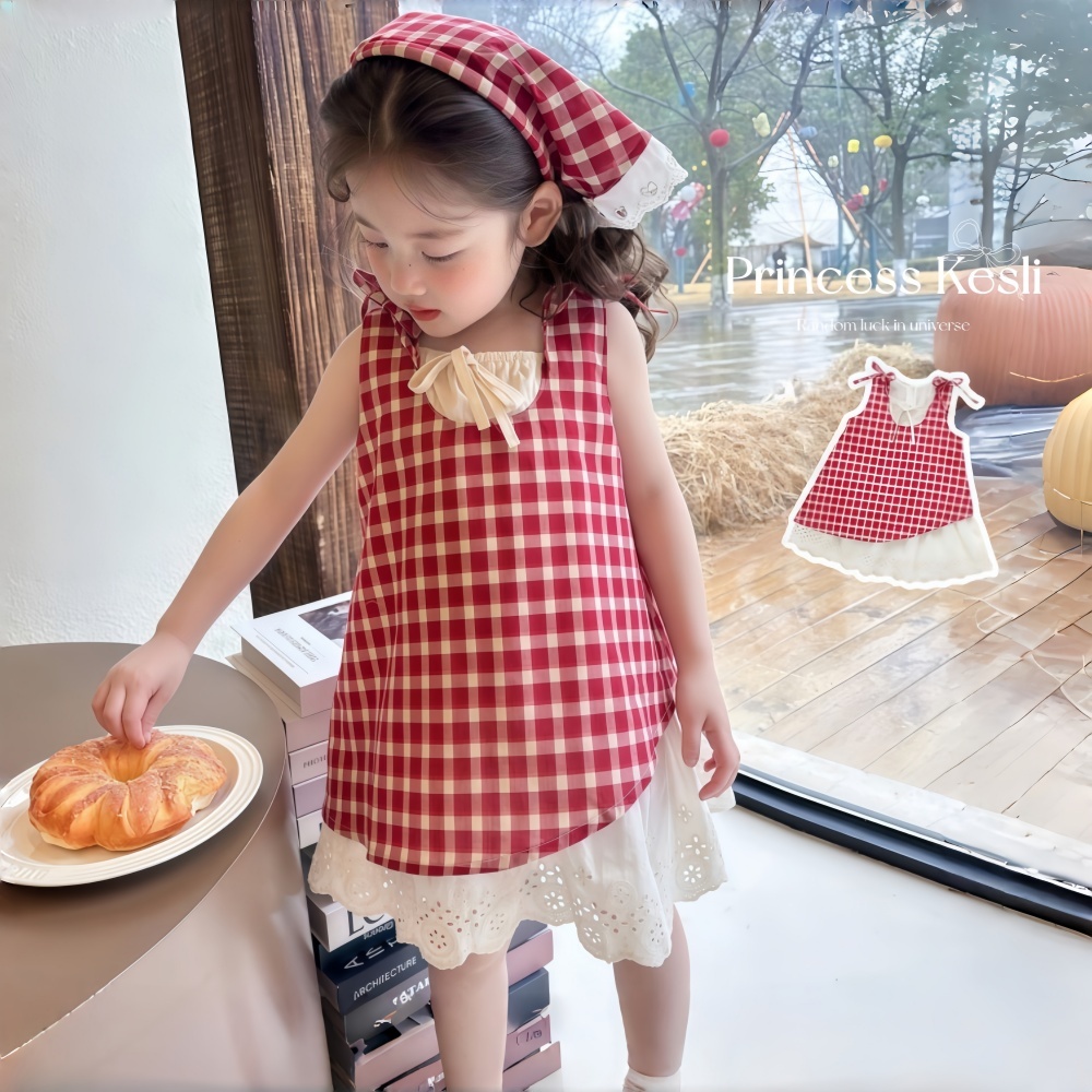 PRINCESS KESLI 1-12 Tahun Dress For Kids Girl Red Gaun Budak Perempuan Summer Sleeveless Dresses